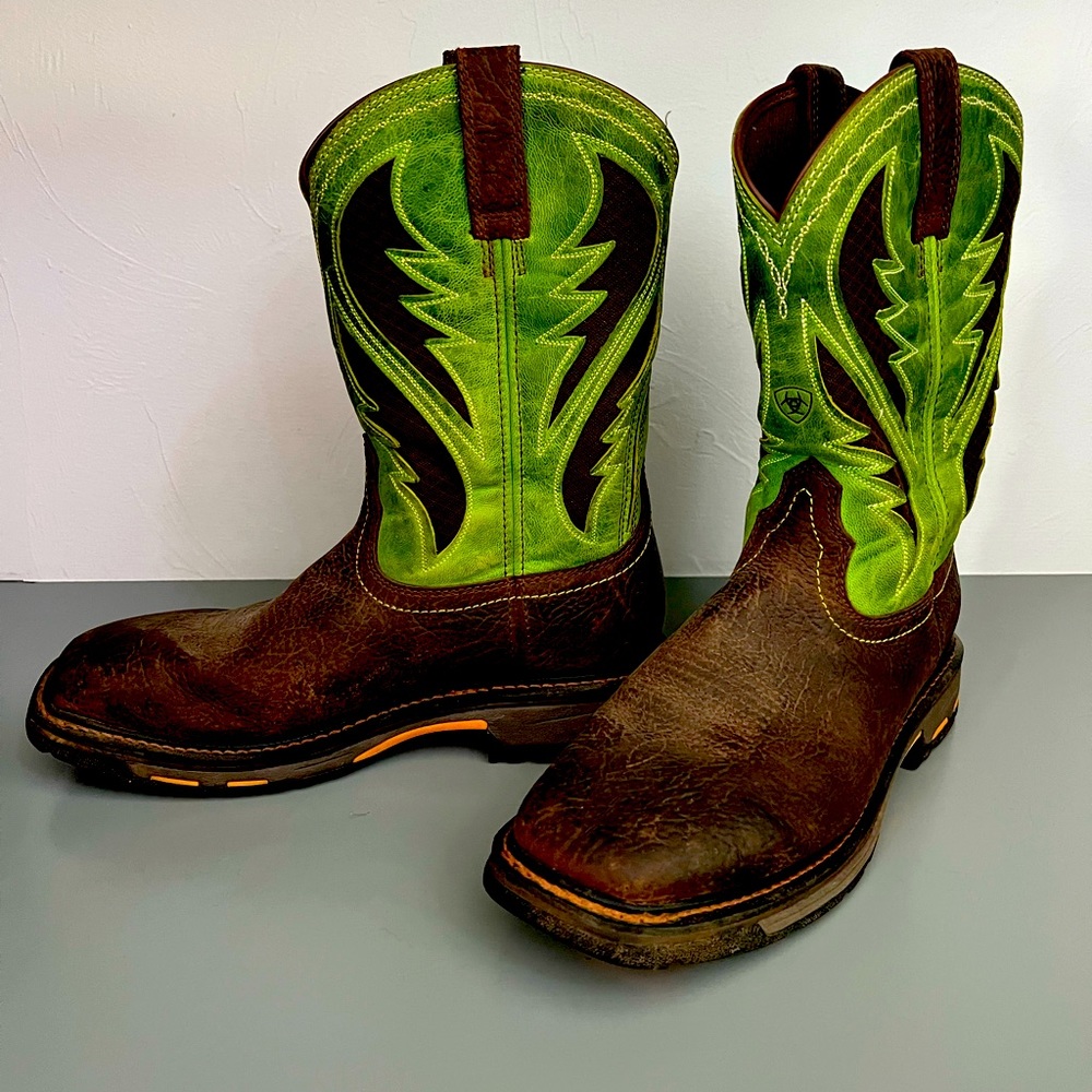 Ariat Men’s 9.5 D Work Boot Green Brown